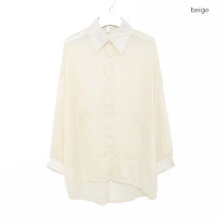 Drop-shoulder sheer shirt