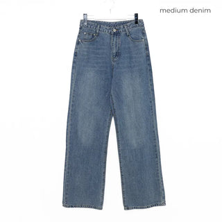Straight wash denim pants