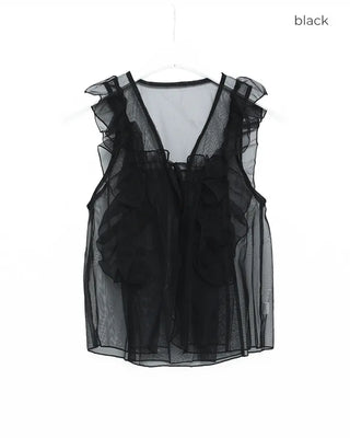 Chiffon frill sleeveless bustier