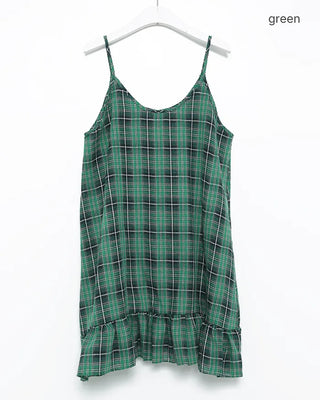 Black Gradient Check Camisole Dress