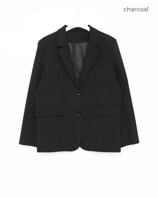Pinstripe tailored collar single jacket