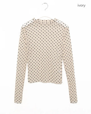 Polka Dot See-Through Long Sleeve T-Shirt