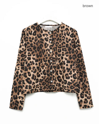 Leopard print semi-cropped cardigan