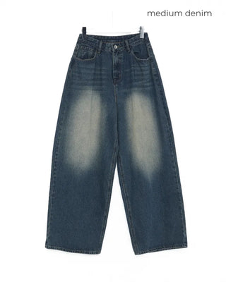 Flap pocket washed denim pants