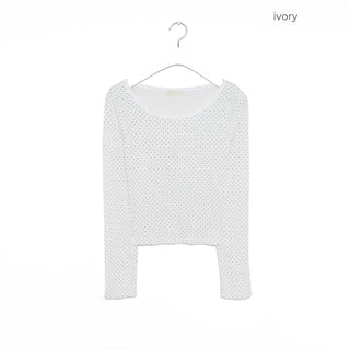 Bateau Neck Pindot Ribbed Long Cut and Sew