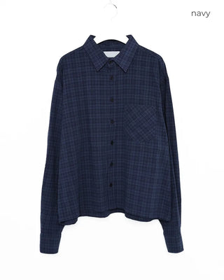 Cotton cropped check shirt