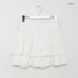 Flared shirred mini skirt