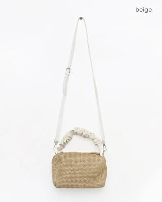 Shirred rattan square bag