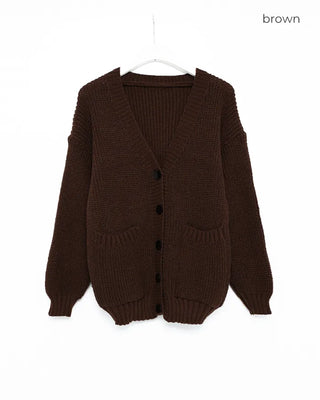 Ribbed V-neck Loose Cardigan