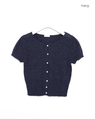 Half-sleeve knit cardigan
