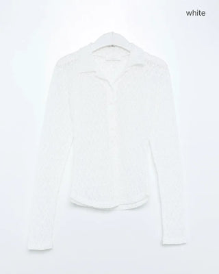 Lace sheer shirt blouse
