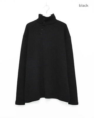 Side Button Point Half Neck Knit