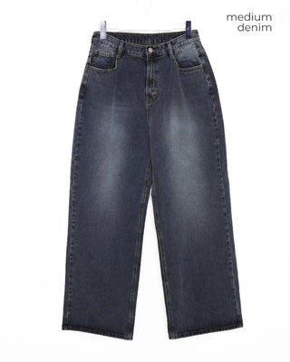 Washed straight black denim pants