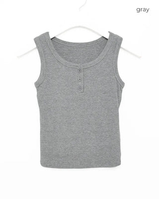 Simple button sleeveless dress