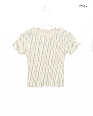 Polka Dot Short-Sleeve Round Neck T-Shirt
