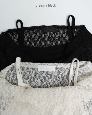 Lace off-shoulder and camisole set