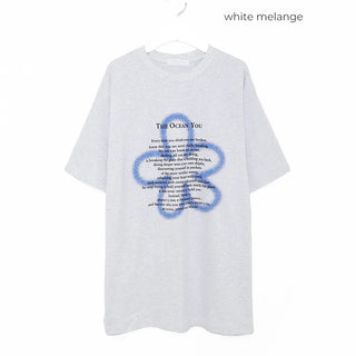 (Unisex) Spray Flower Lettering Long Half T-Shirt