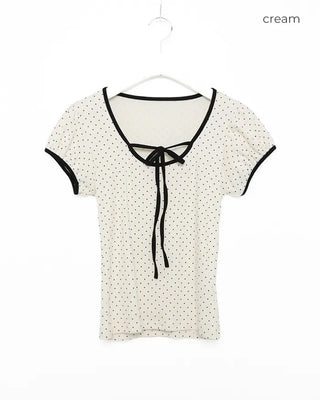 Dot tie half-sleeve T-shirt