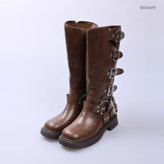 Buckle belt boots