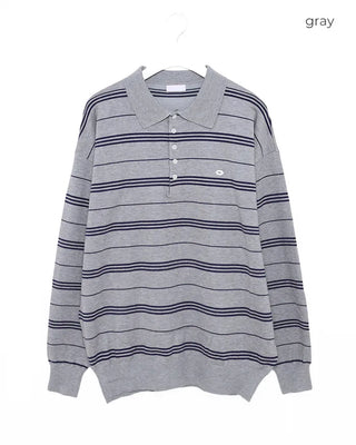 Loose-fitting color-border knit