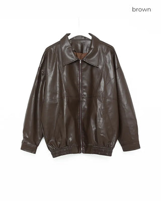 Loose-fit leather jacket
