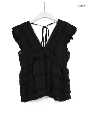 Can-can volume sleeveless blouse