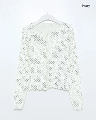 Polka Dot Frill Cardigan