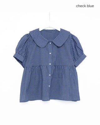 Round collar short-sleeved blouse