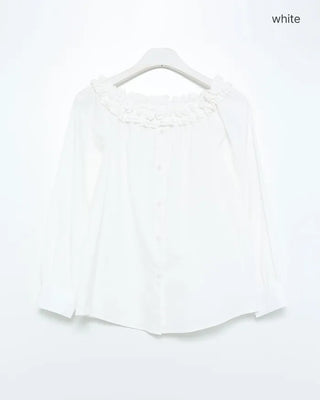 Frilled off-shoulder blouse