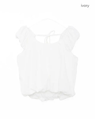 Back ribbon shirred blouse