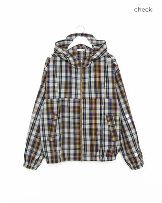 (Unisex) Cotton Check Windbreaker