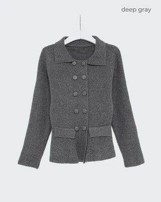 Double-button knit cardigan