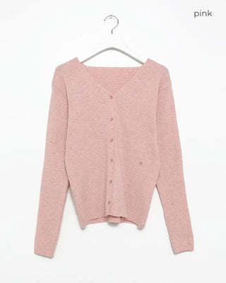 V-neck side-button cardigan