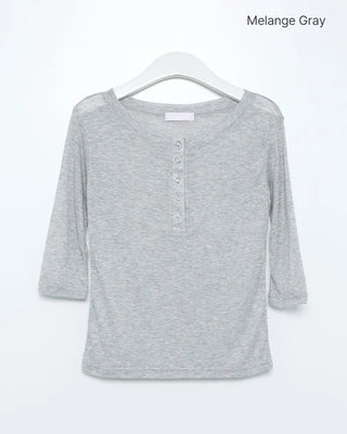 Henley Neck Sheer T-Shirt