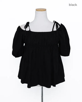 Shirred off-shoulder blouse