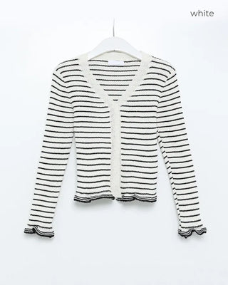 Striped V-neck cardigan