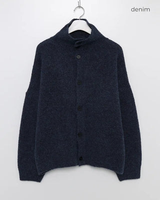 Polo collar multi-knit cardigan