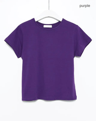 Semi-cropped short-sleeve T-shirt