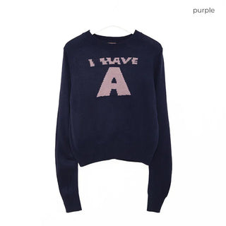 (Unisex) Jacquard Front Logo Collar Knit