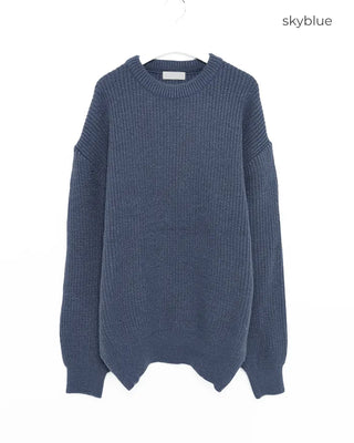 Rib-knit round neck sweater