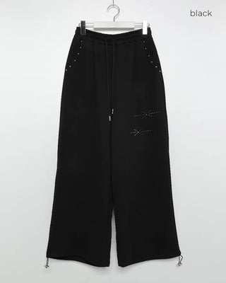 Studded wide-leg pants
