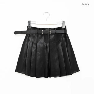 Faux leather pleated mini skirt