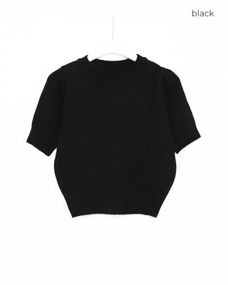 Puff Basic Round Neck Short Sleeve Knit
