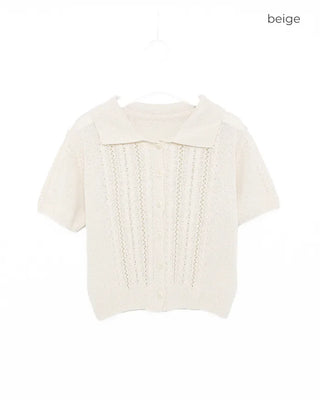 Short-sleeved knit polo shirt