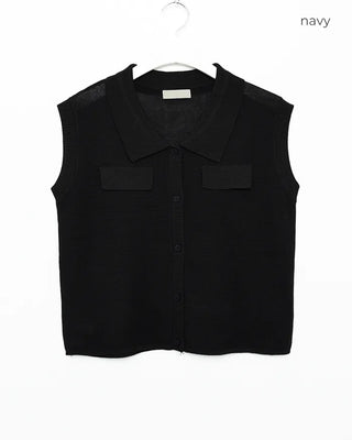 Colored button sleeveless cardigan