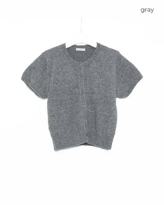 Bouclé short-sleeved cardigan