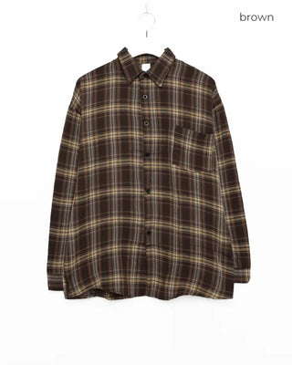 Brown oversized check pattern shirt