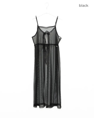 See-through ribbon camisole long dress
