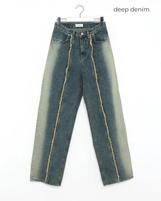 Fringe detail denim pants