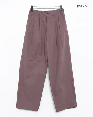 Wide-leg cotton pants with pintucks